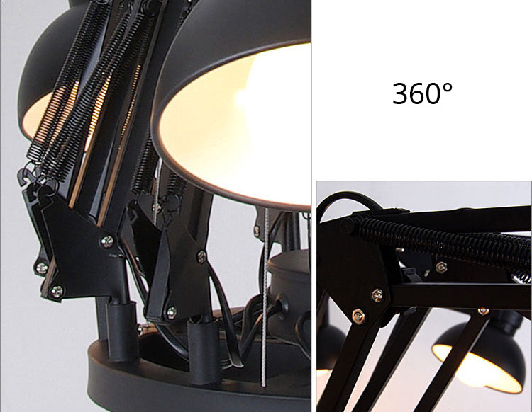 Adjustable Spider Chandelier Postmodern Metal Living Room Hanging Light with Bowl Shade