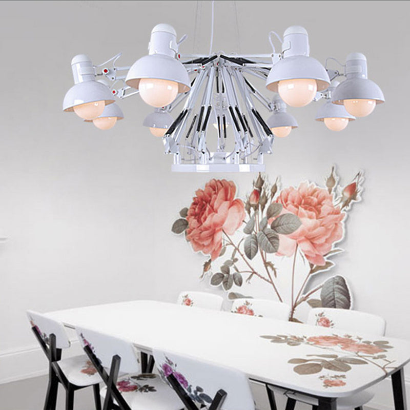 Adjustable Spider Chandelier Postmodern Metal Living Room Hanging Light with Bowl Shade