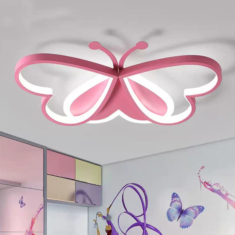 Butterfly Flush Mount Ceiling Light Fixtures Kids Metal Ceiling Mount Chandelier for Bedroom