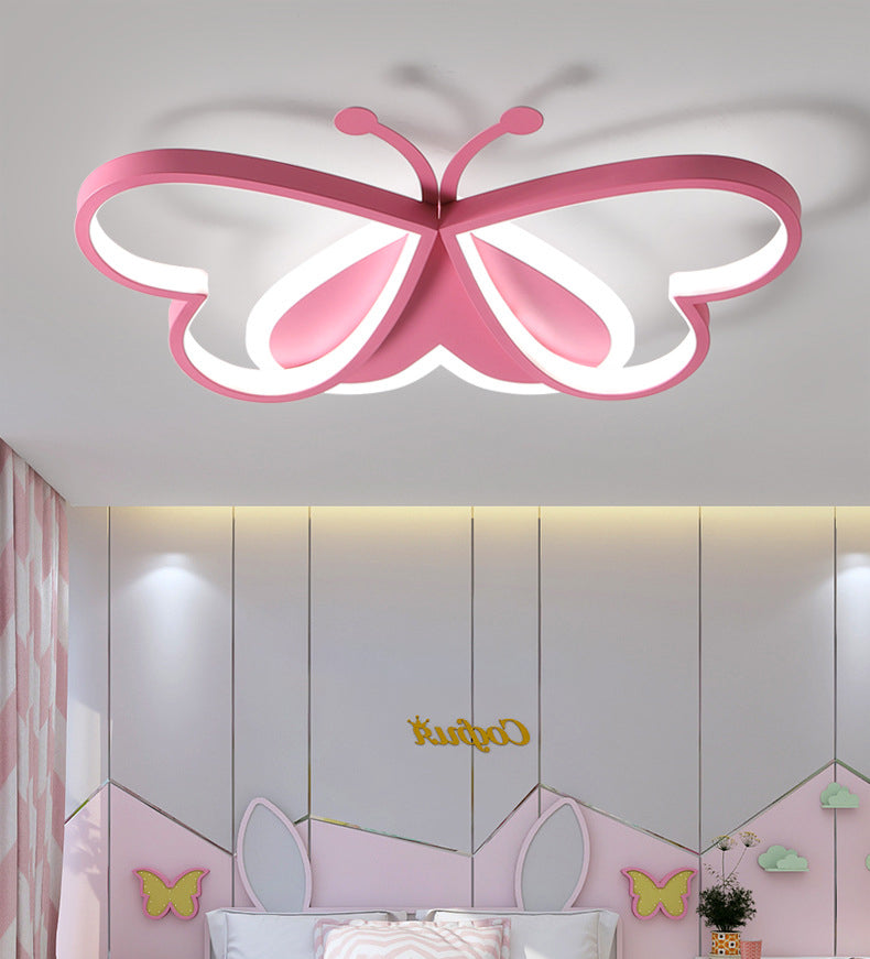 Butterfly Flush Mount Ceiling Light Fixtures Kids Metal Ceiling Mount Chandelier for Bedroom