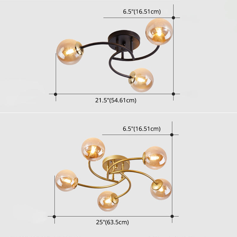 Modern Spherical Ceiling Mount Light Fixture Glass Ceiling Light