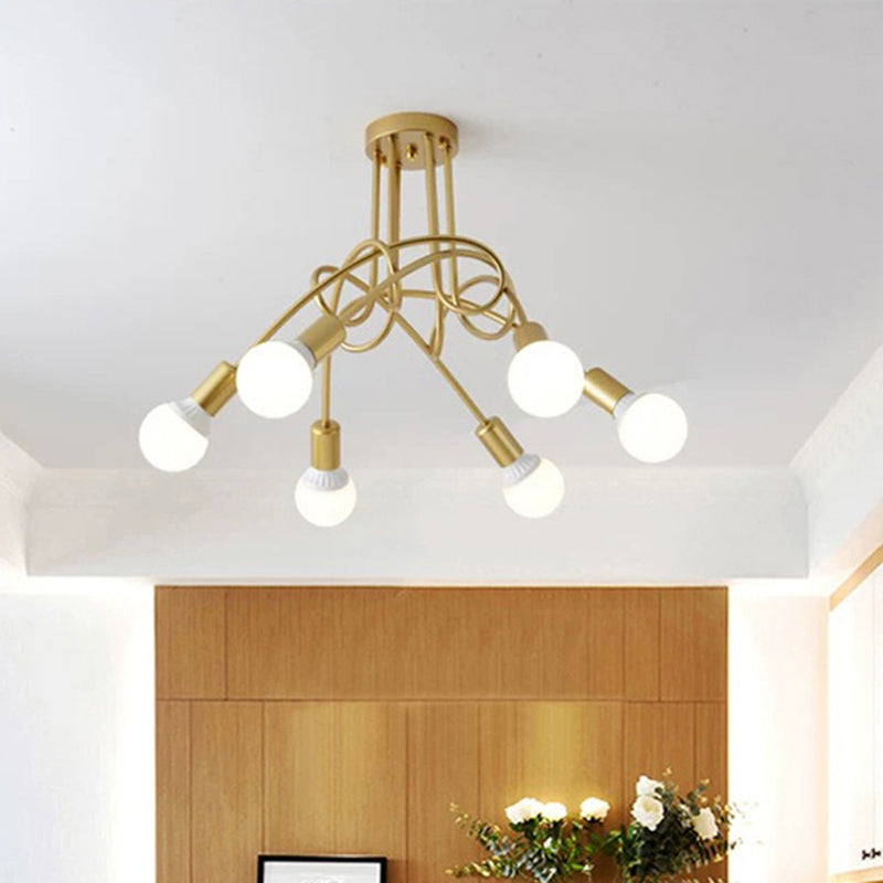 Blootgestelde lamp Semi-inbouw kroonluchter Industrieel Metaal Semi-inbouwlicht