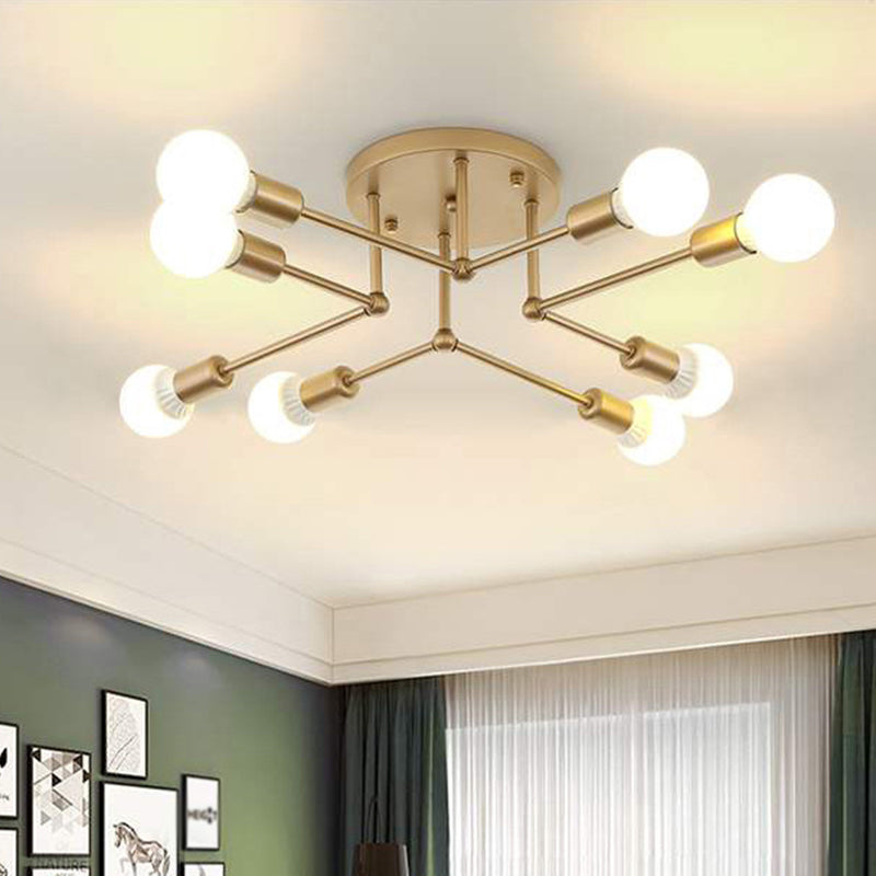 Blootgestelde lamp Semi-inbouw kroonluchter Industrieel Metaal Semi-inbouwlicht