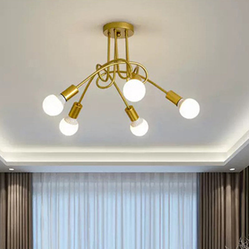Blootgestelde lamp Semi-inbouw kroonluchter Industrieel Metaal Semi-inbouwlicht