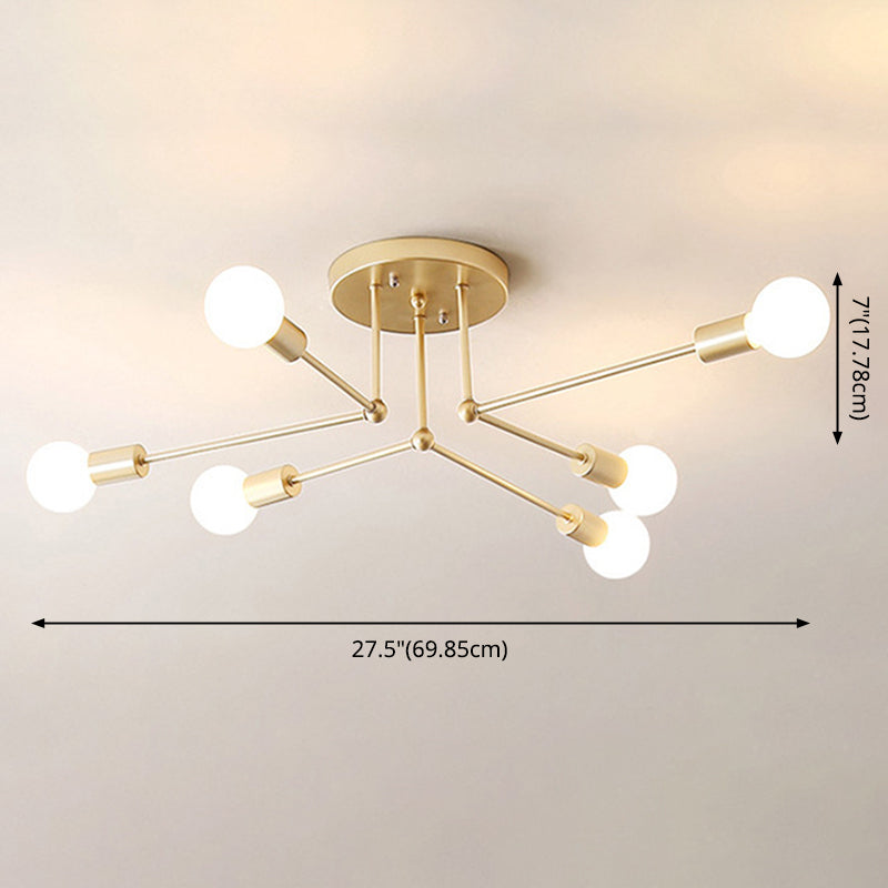 Blootgestelde lamp Semi-inbouw kroonluchter Industrieel Metaal Semi-inbouwlicht