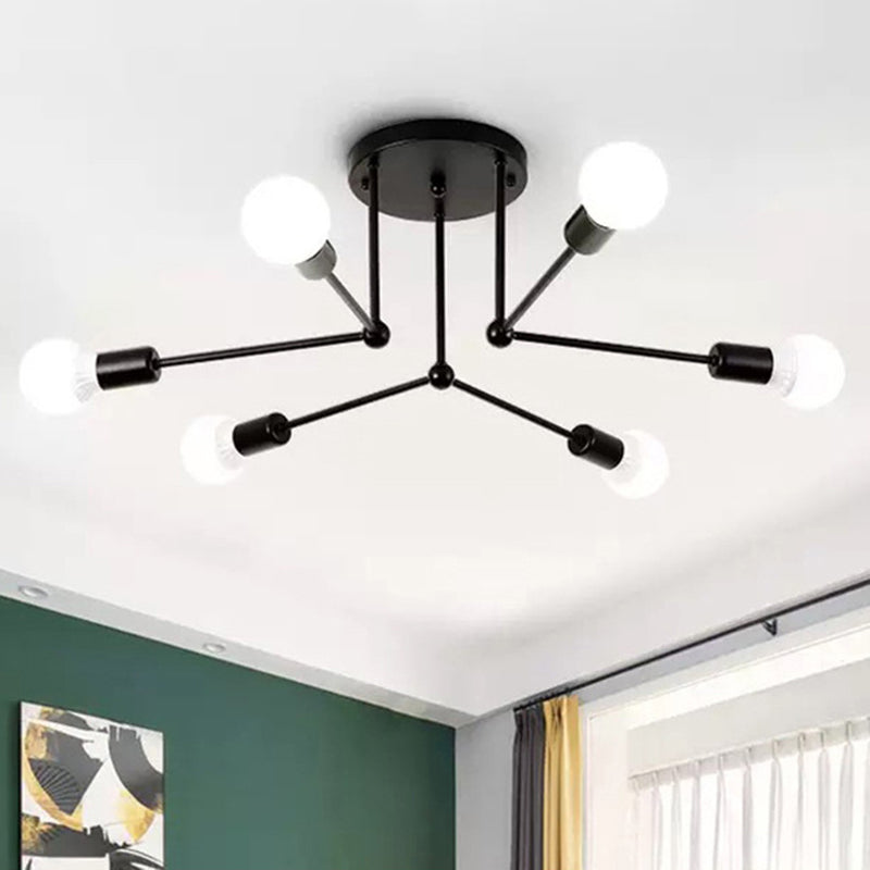 Blootgestelde lamp Semi-inbouw kroonluchter Industrieel Metaal Semi-inbouwlicht
