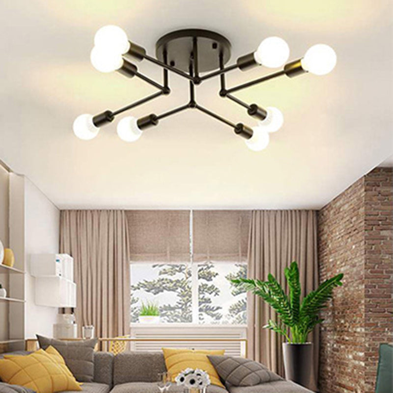 Blootgestelde lamp Semi-inbouw kroonluchter Industrieel Metaal Semi-inbouwlicht