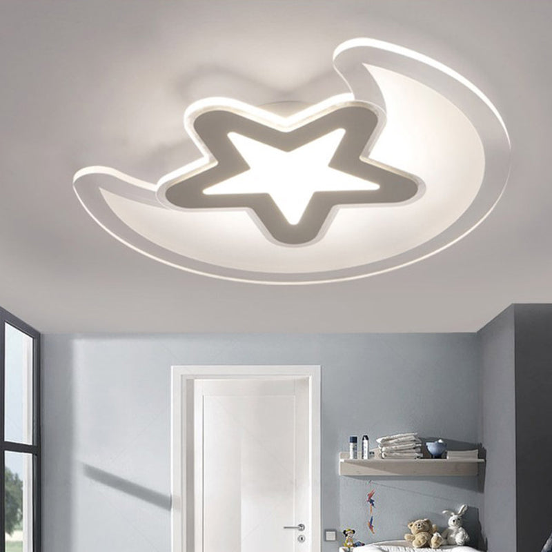 Moon And Star Flush Mount Light 1 Light Acrylic Cartoon Flush Mount Spotlight for Children Bedroom