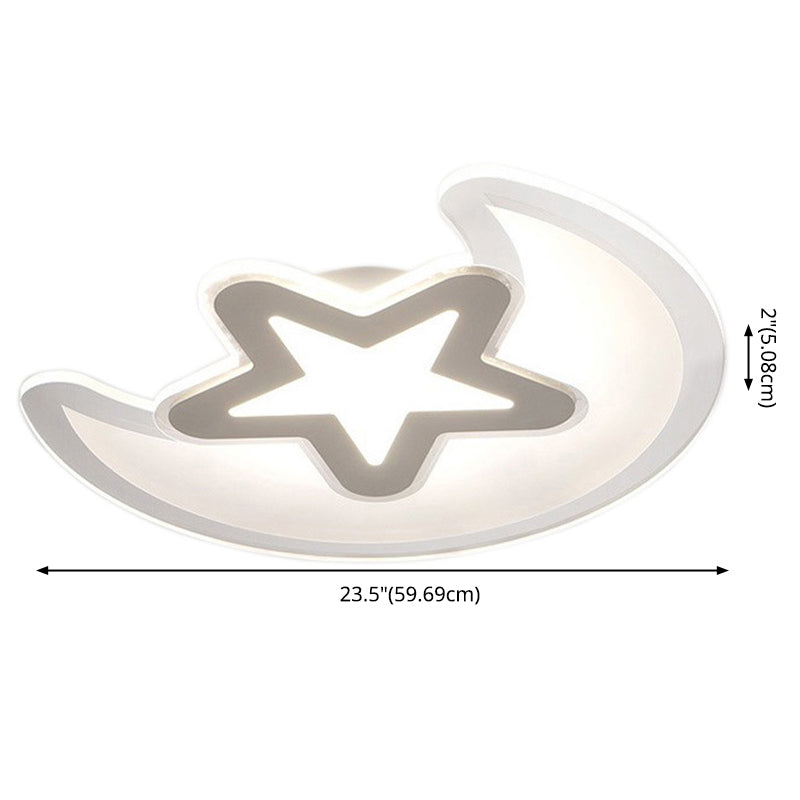 Moon And Star Flush Mount Light 1 Light Acrylic Cartoon Flush Mount Spotlight for Children Bedroom