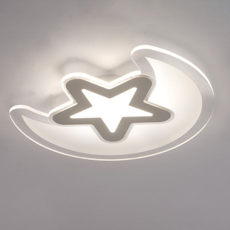 Moon And Star Flush Mount Light 1 Light Acrylic Cartoon Flush Mount Spotlight for Children Bedroom
