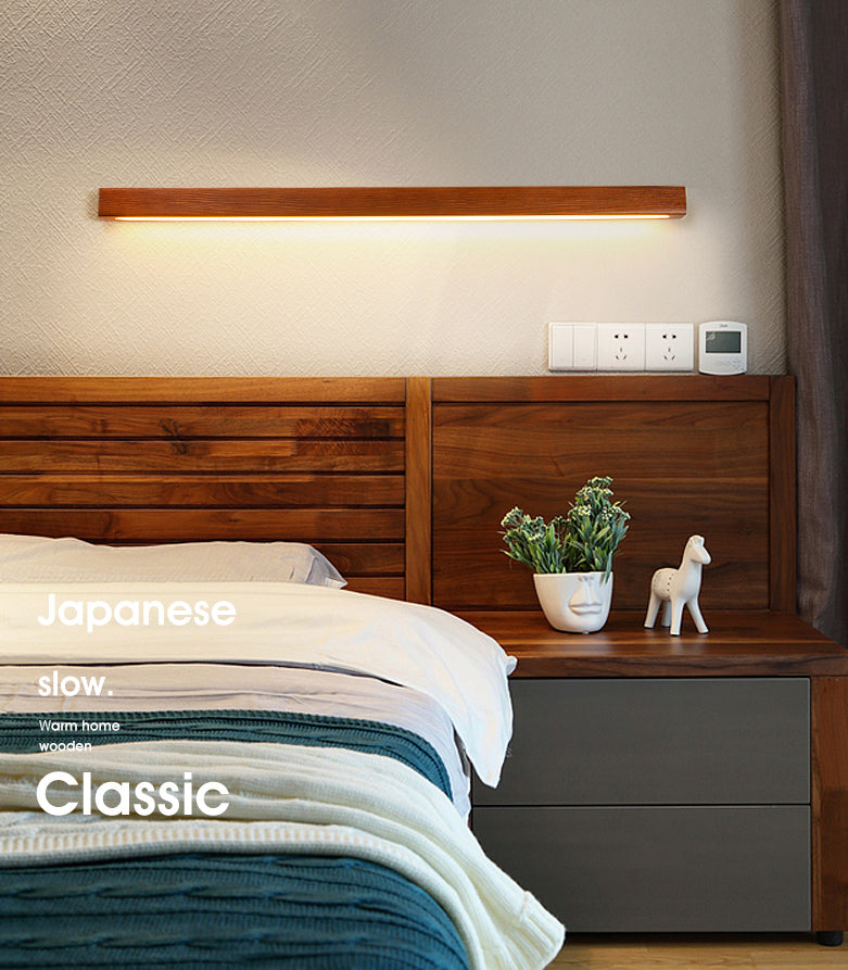 Iluminación de montaje de pared LED minimalista iluminación lineal montada en la pared con sombra de madera