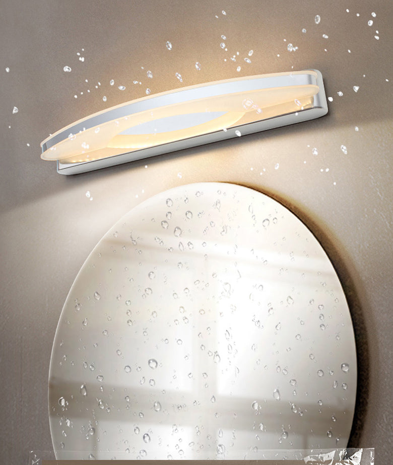 Shaded Wall Sconce Lighting Contemporary Style Metal Shower Room LED Wall Mounted Light in Chrome
