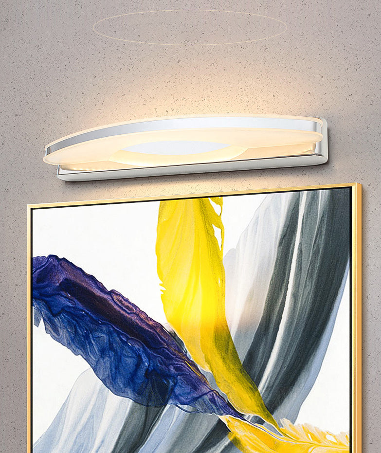 Shaded Wall Sconce Lighting Contemporary Style Metal Shower Room LED Wall Mounted Light in Chrome
