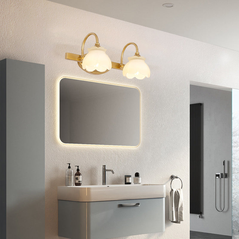 Blossom Bathroom Vanity Mirror Light Traditional Metal LED 2/3/4 Heads Brass Wall Mounted Lamp