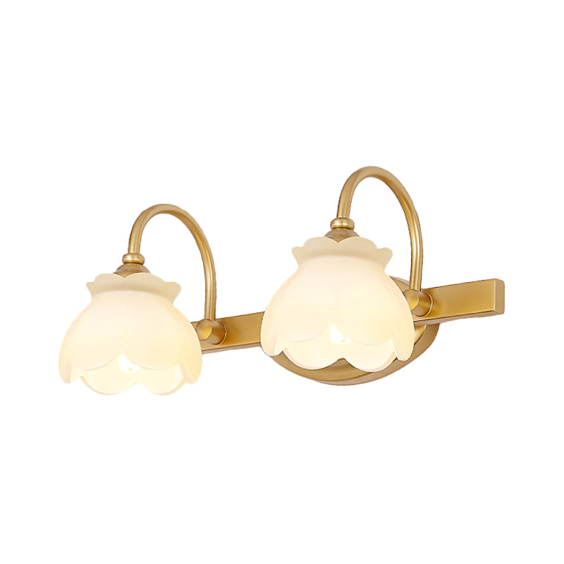 Blüte Badezimmer Waschtisch Spiegel Licht traditionelle Metall LED 2/3/4 Köpfe Messing Wandmontage Lampe