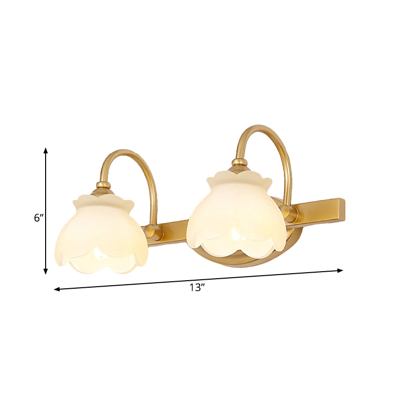 Blossom Bathroom Vanity Mirror Light Traditional Metal LED 2/3/4 Heads Brass Wall Mounted Lamp