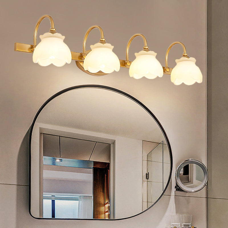 Blossom Bathroom Vanity Mirror Light Traditional Metal LED 2/3/4 Heads Brass Wall Mounted Lamp