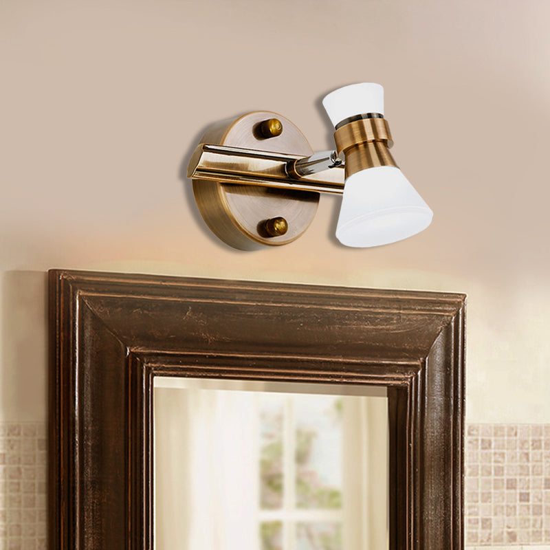 Tapered Bathroom Wall Vanity Light Traditionalist Metal 1/2/3-Bulb LED Brass Wall Lighting Fixture in Warm/White Light