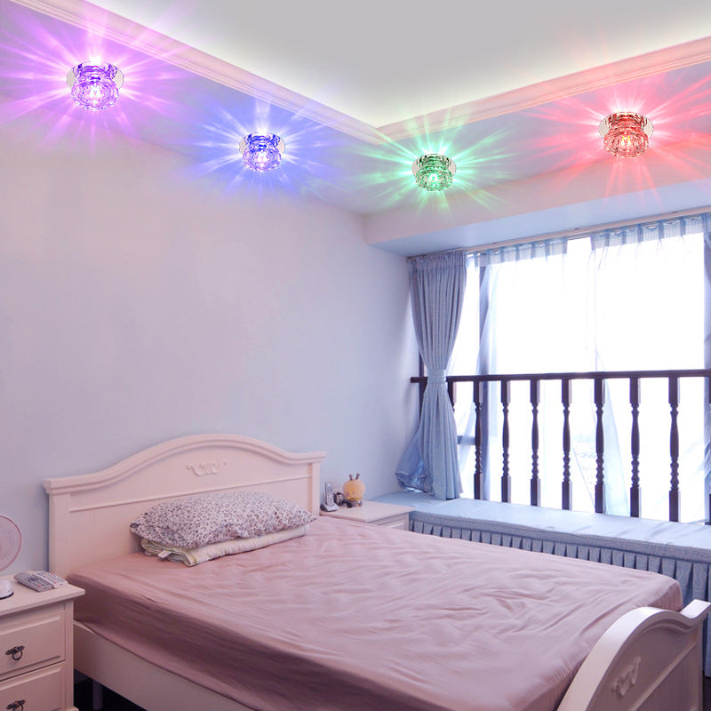 Mini Crystal Ceiling Downlight Simplicity Stainless Steel LED Flush Mount Recessed Lighting