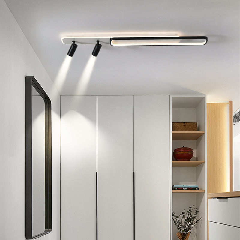 Zwart rechthoekige LED Semi Flush plafondlicht in moderne beknopte stijl acrylspoeling voor woonkamer