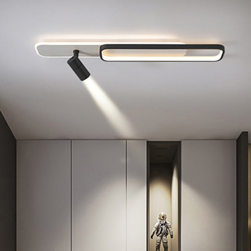 Schwarz rechteckige LED -Halbblöcke -Deckenlicht im modernen prägnanten Acryl -Flush -Mount für Wohnzimmer