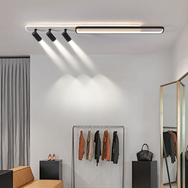 Zwart rechthoekige LED Semi Flush plafondlicht in moderne beknopte stijl acrylspoeling voor woonkamer