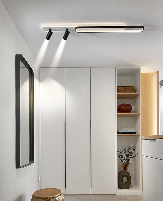 Luz de techo semi rasgador LED rectangular negro en el soporte de al ras acrílico de estilo conciso moderno para sala de estar