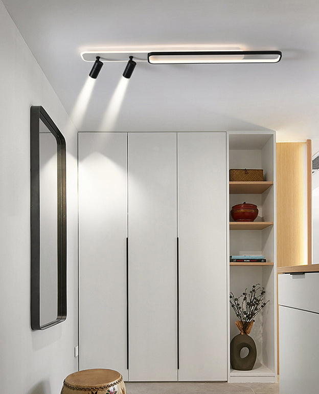 Zwart rechthoekige LED Semi Flush plafondlicht in moderne beknopte stijl acrylspoeling voor woonkamer