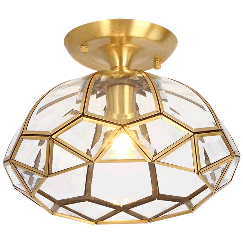 Faceted Ceiling Mount Light Fixture Traditional Gold Glass Ceiling Flush Mount Light