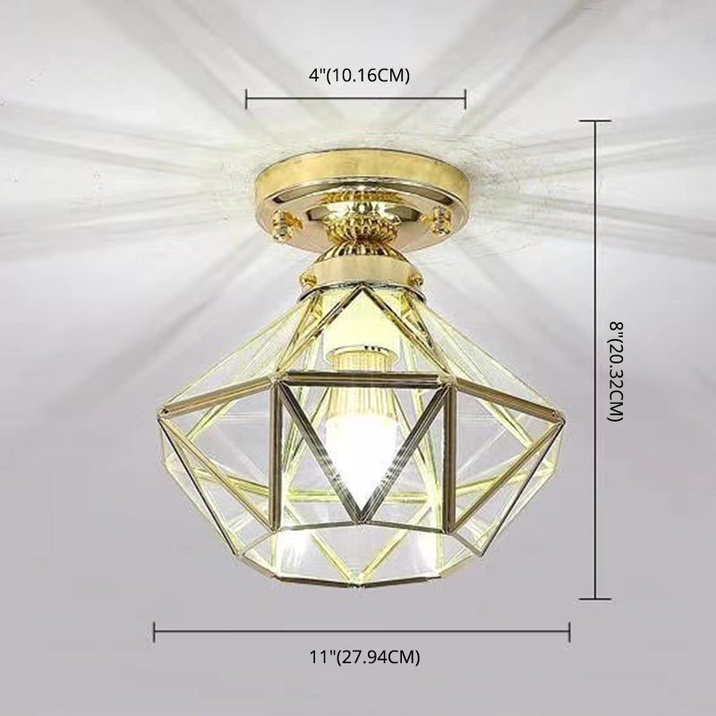 Faceted Ceiling Mount Light Fixture Traditional Gold Glass Ceiling Flush Mount Light