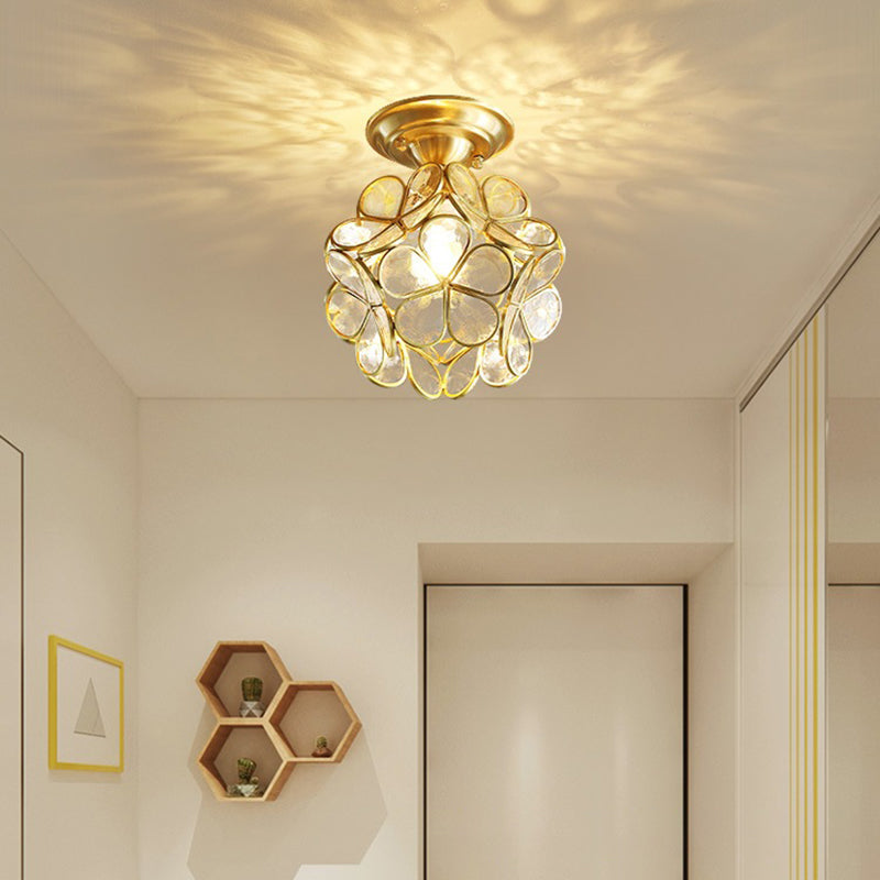 Ceiling Mounted Fixture Minimalist Style Shaded Glass Close to Ceiling Lighting Fixture