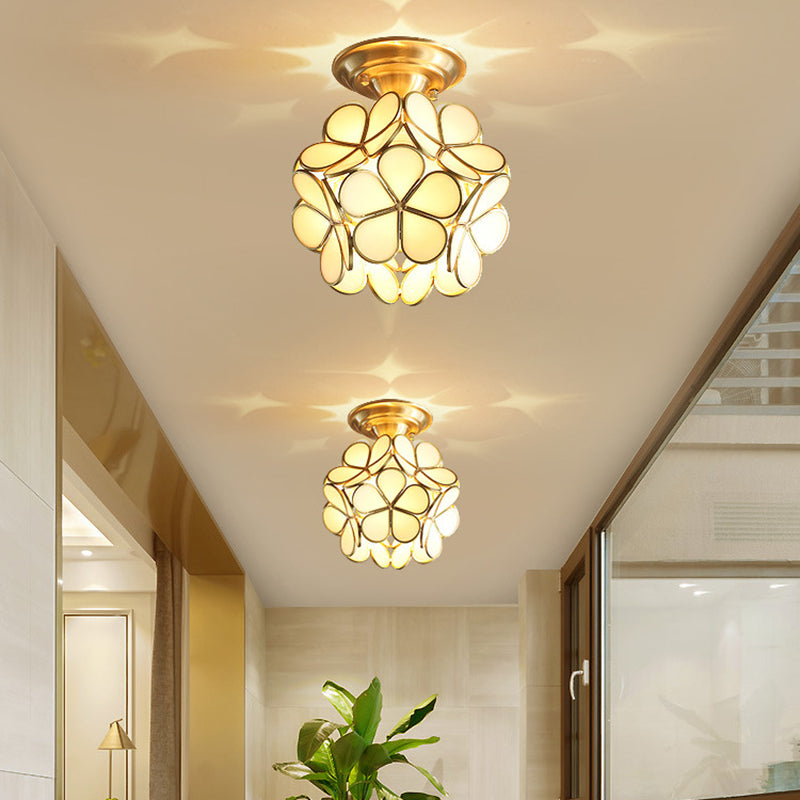 Ceiling Mounted Fixture Minimalist Style Shaded Glass Close to Ceiling Lighting Fixture