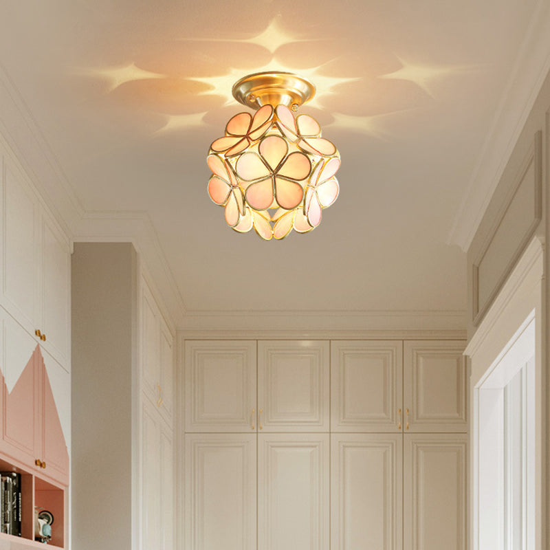 Ceiling Mounted Fixture Minimalist Style Shaded Glass Close to Ceiling Lighting Fixture