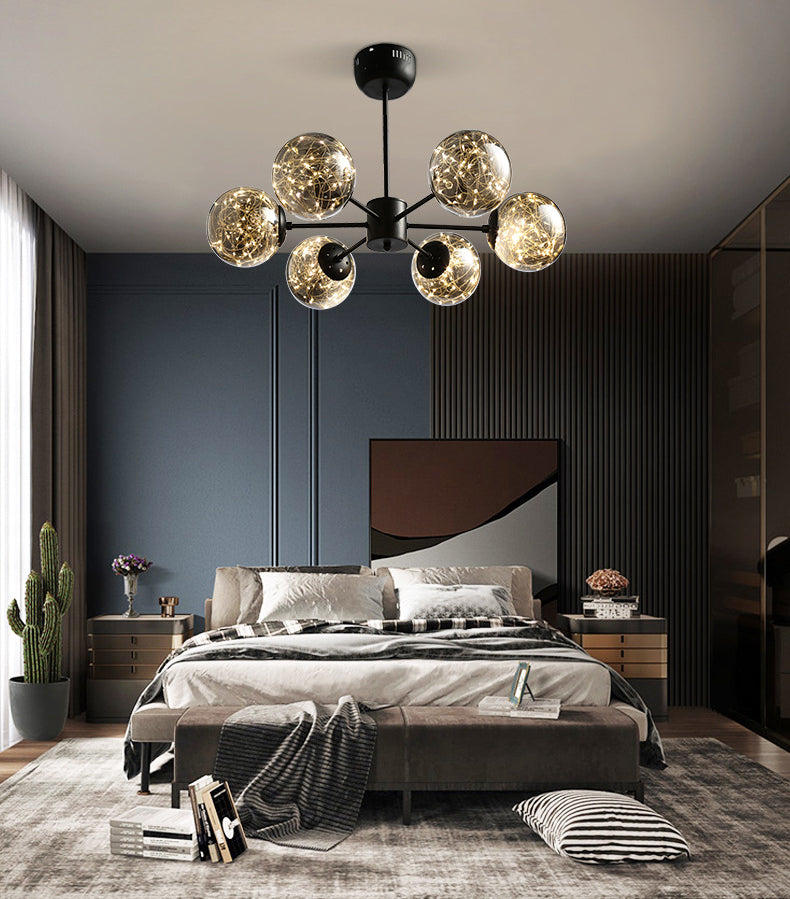 Stile di semplicità Nordic Orb vetro lampadario LED LED LIGHT SCARICA ALIMENTAZIONE MOLECOLA PENSI