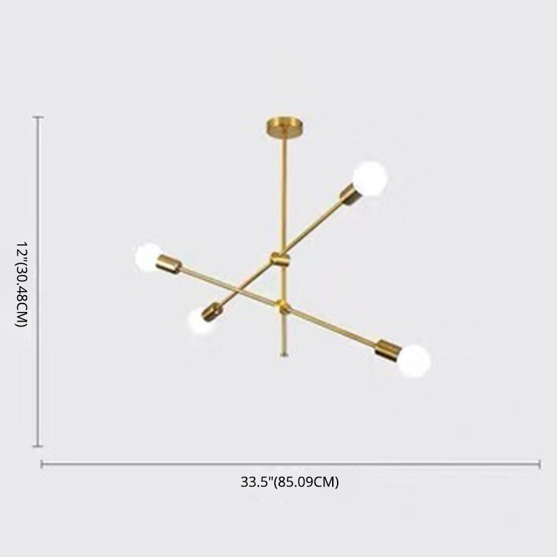 Linee geometriche lampadario in metallo creativo design a lampadina nuda dispositivo di illuminazione moderna in oro elettroplato
