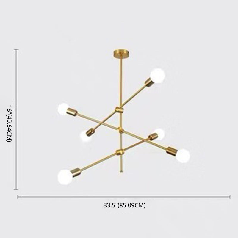 Linee geometriche lampadario in metallo creativo design a lampadina nuda dispositivo di illuminazione moderna in oro elettroplato