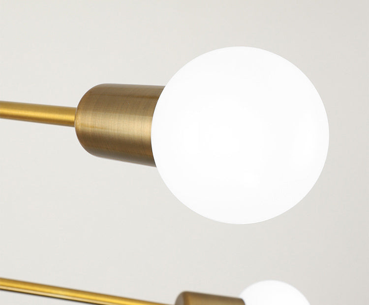 Linee geometriche lampadario in metallo creativo design a lampadina nuda dispositivo di illuminazione moderna in oro elettroplato