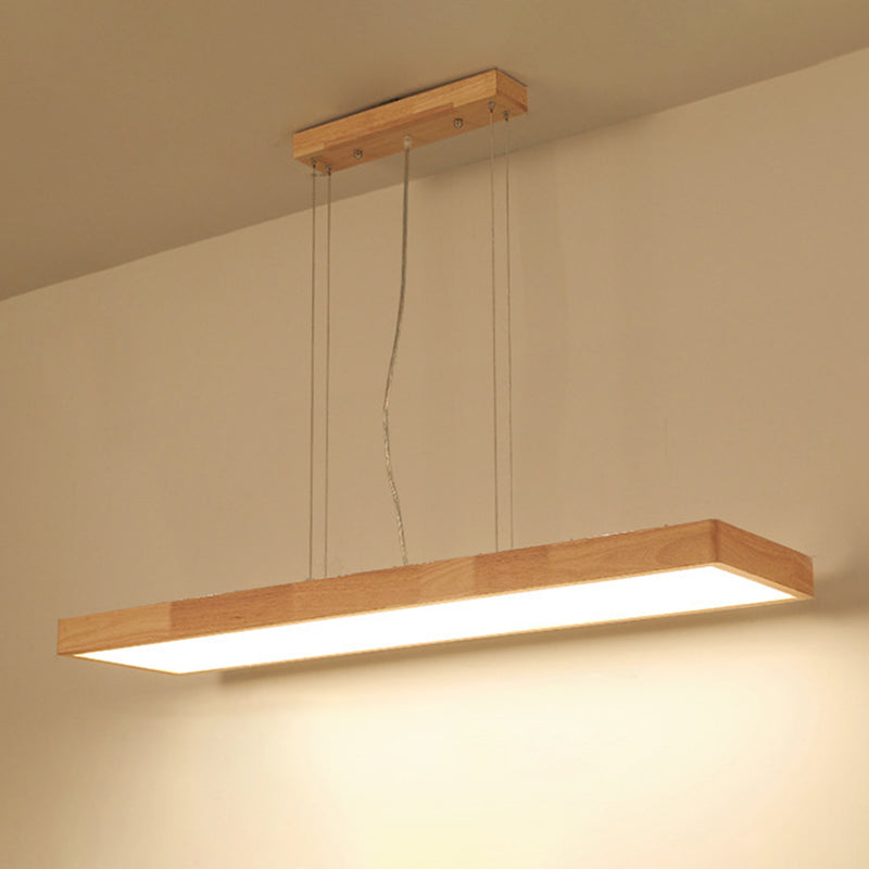 Modern Rectangle Pendant Lighting Fixture Wood Pendant Light