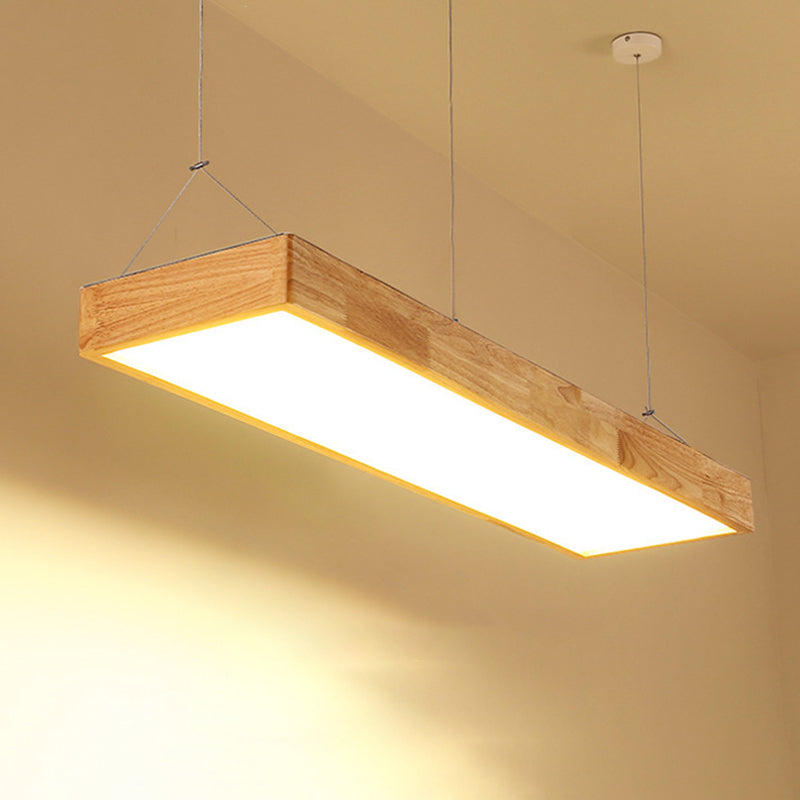 Modern Rectangle Pendant Lighting Fixture Wood Pendant Light