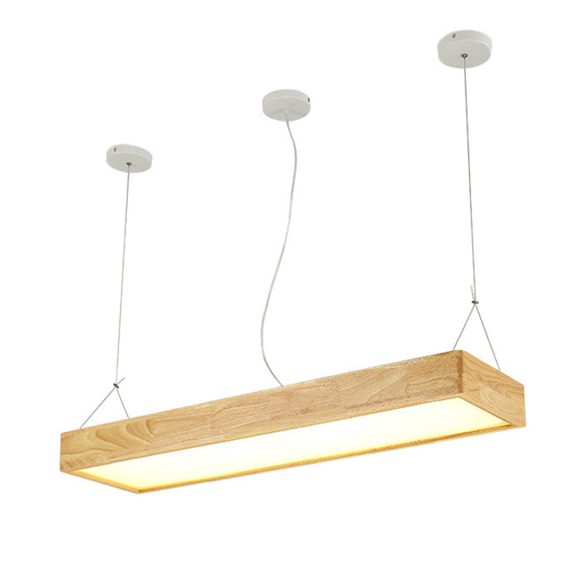 Modern Rectangle Pendant Lighting Fixture Wood Pendant Light