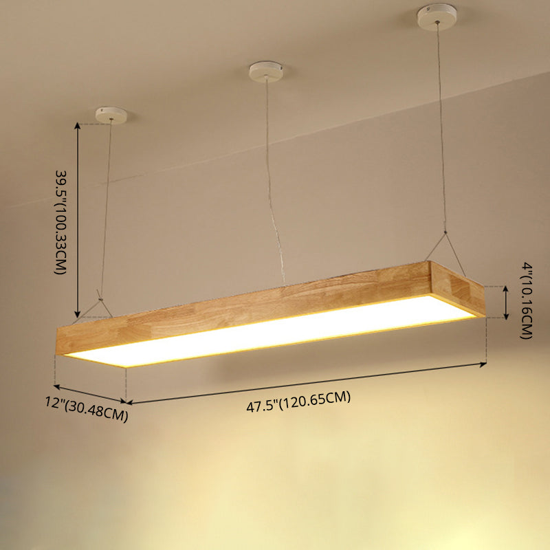 Modern Rectangle Pendant Lighting Fixture Wood Pendant Light