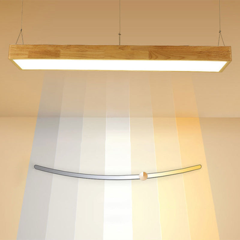 Modern Rectangle Pendant Lighting Fixture Wood Pendant Light