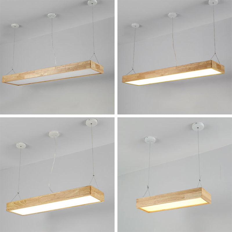 Modern Rectangle Pendant Lighting Fixture Wood Pendant Light