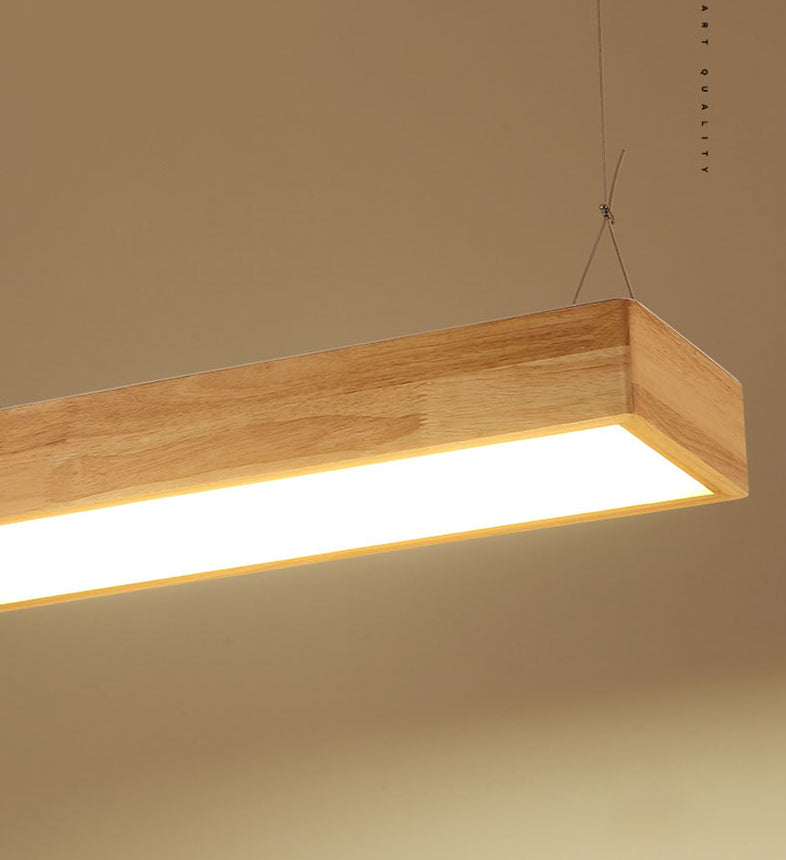 Modern Rectangle Pendant Lighting Fixture Wood Pendant Light