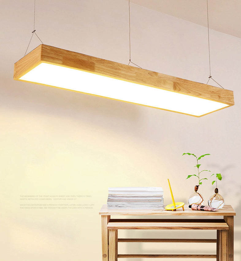 Modern Rectangle Pendant Lighting Fixture Wood Pendant Light