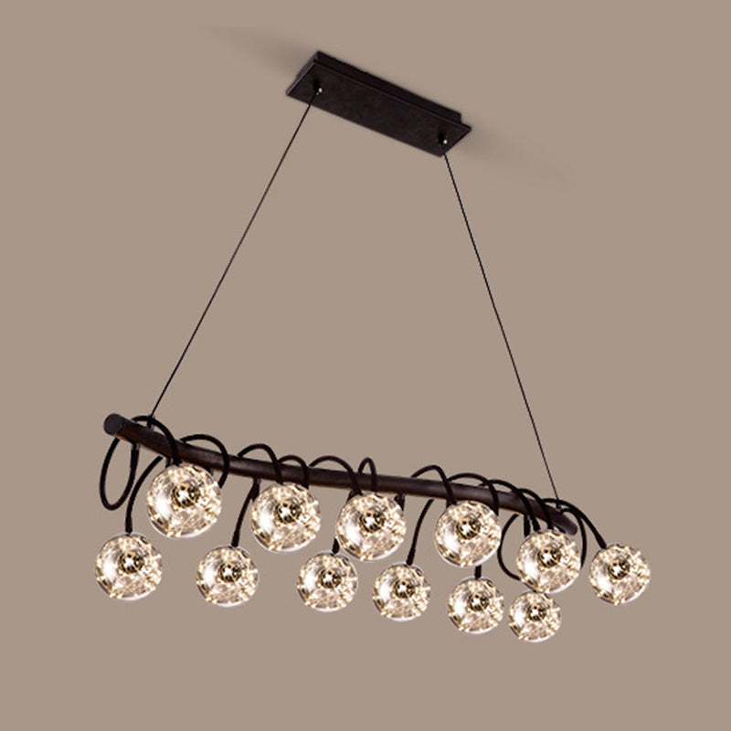 Nordic Style Glass Orb LED Island Light Creative Light String Design Coffee Shop Hanging Light