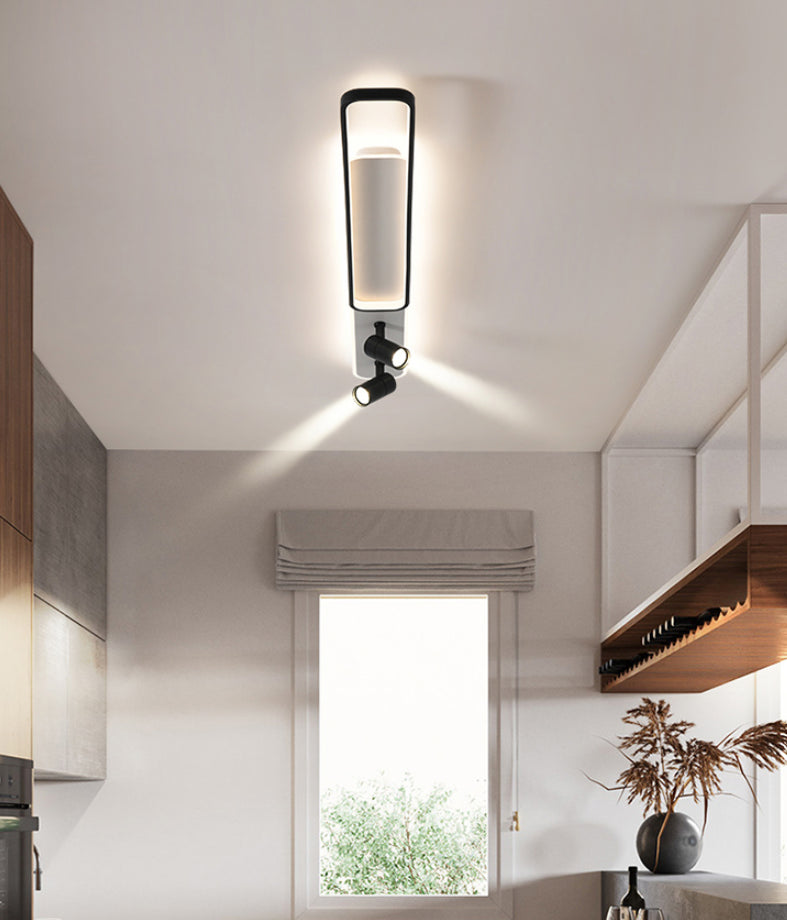 Zwart rechthoekige LED Semi Flush plafondlicht in moderne beknopte stijl acrylspoeling voor woonkamer