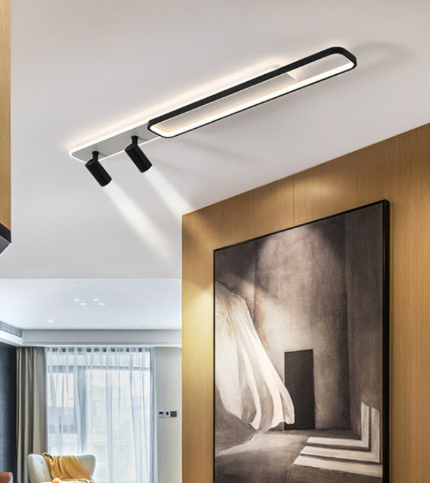 Zwart rechthoekige LED Semi Flush plafondlicht in moderne beknopte stijl acrylspoeling voor woonkamer