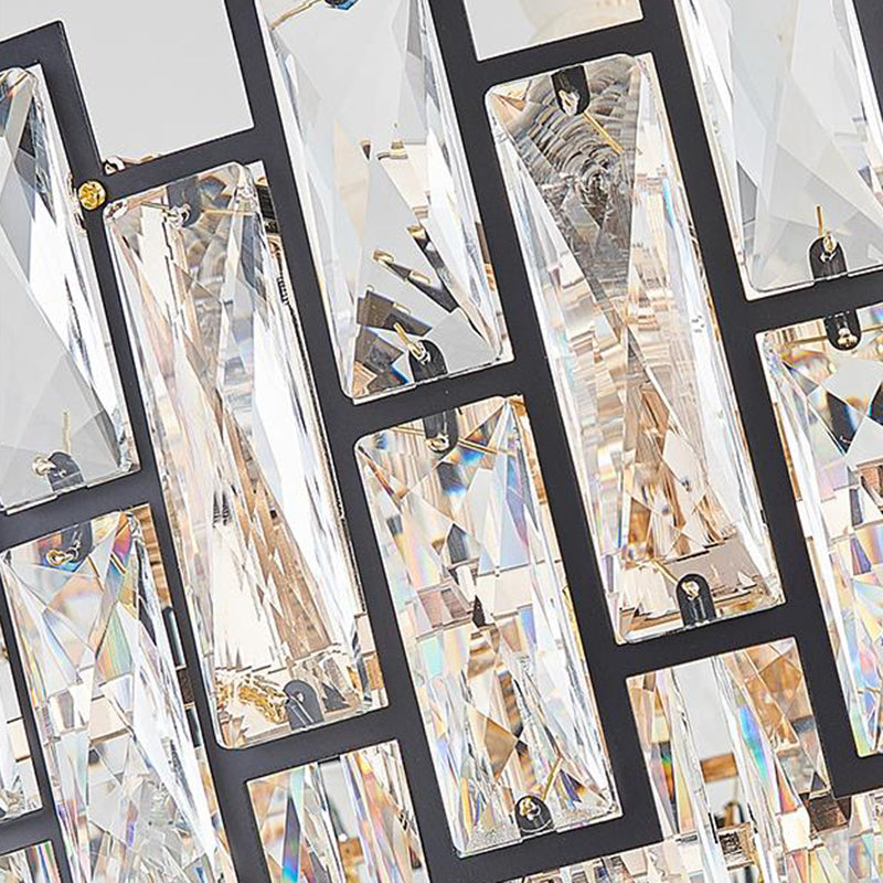 16"/19.5" Wide Nickel Tapered Ceiling Chandelier Modern 6/10 Heads Crystal Block Hanging Ceiling Light