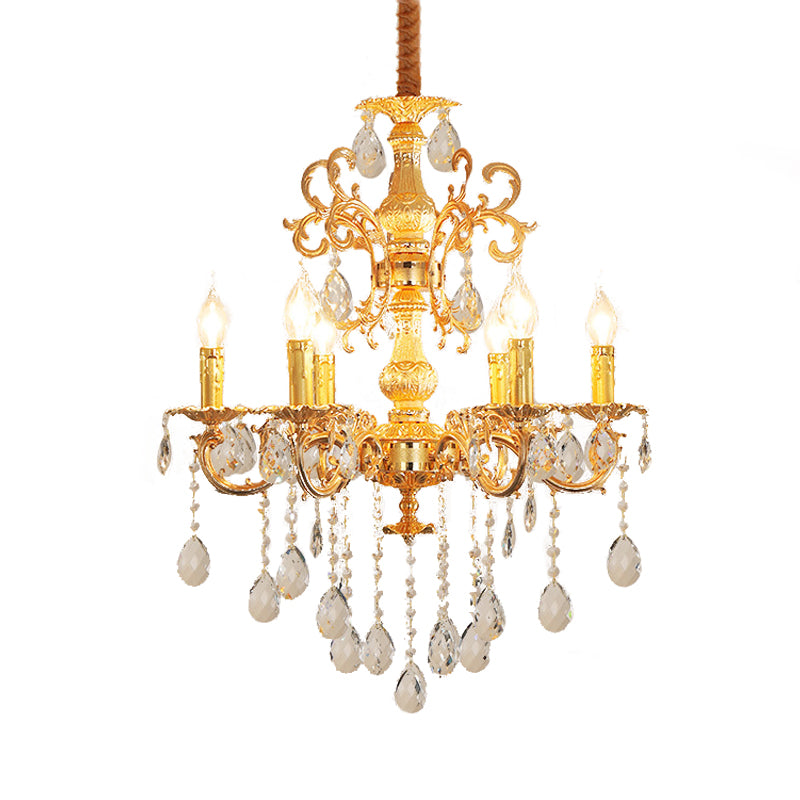 Crim de lustre de bougie contemporaine Crystal 6/8 lumières Lumières pendantes de chambre à coucher en or